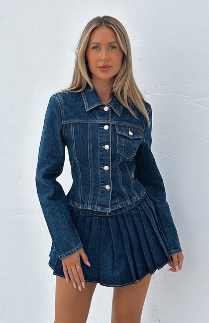Ayla Denim Mini Skort Dark Blue