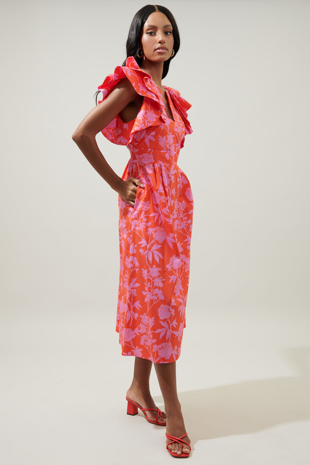 Boa Floral Santana Tie Back Midi Dress
