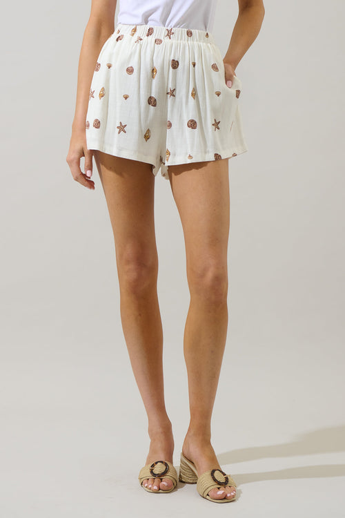 Cerise Shells Sugarbag Linen Shorts