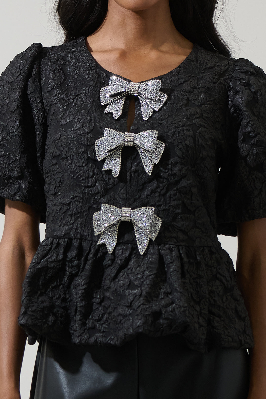 Arielle Jacquard Glow Bow Top
