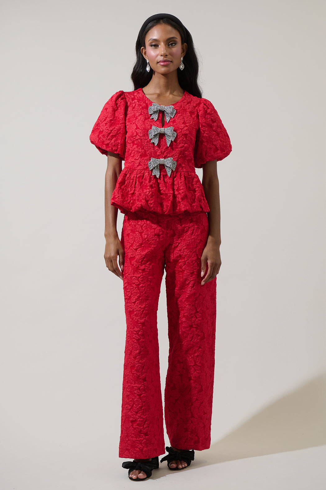 Arielle Jacquard Glow Bow Top