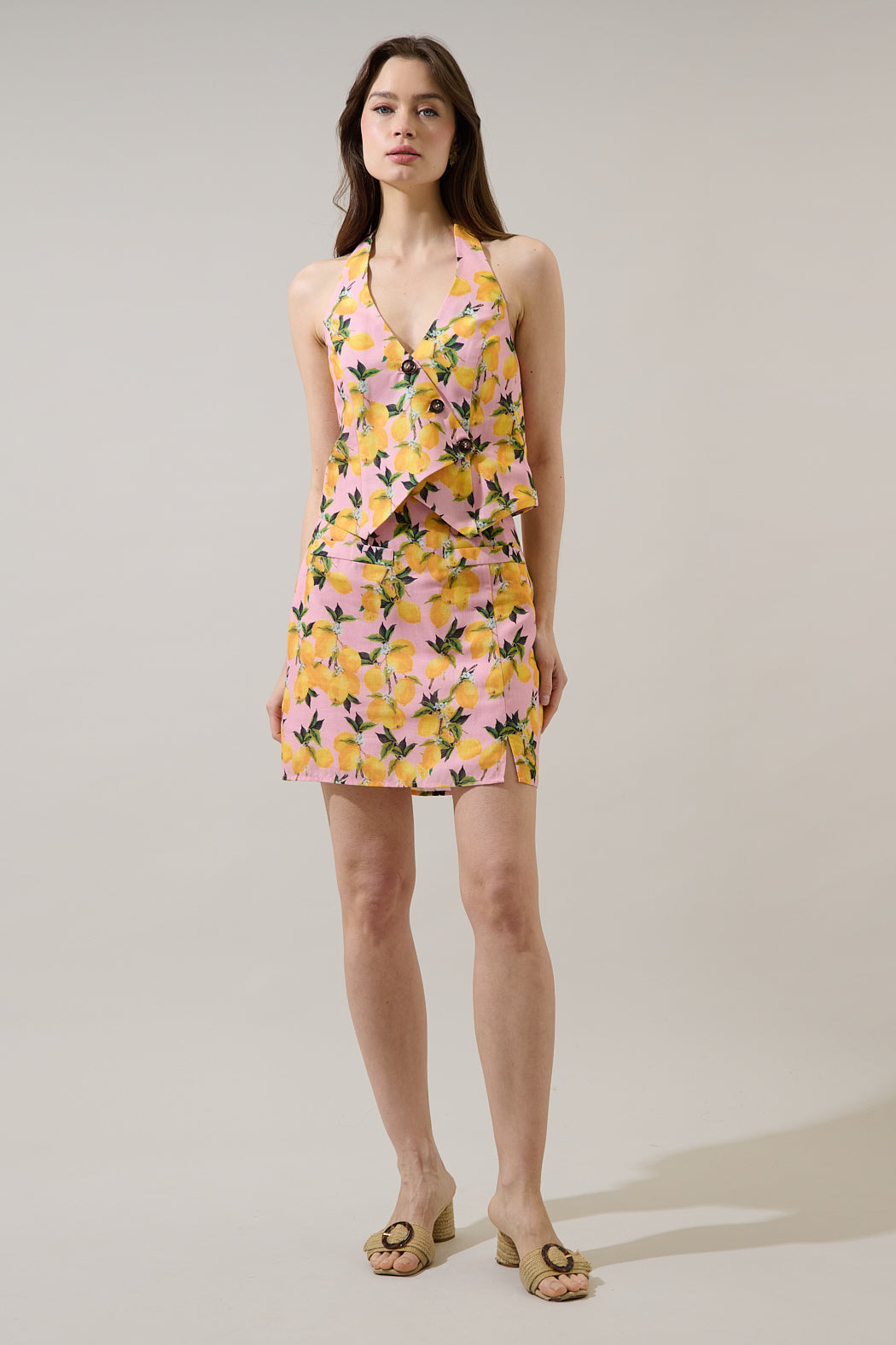 Desery Linen Asymmetric Vest Top Lemon