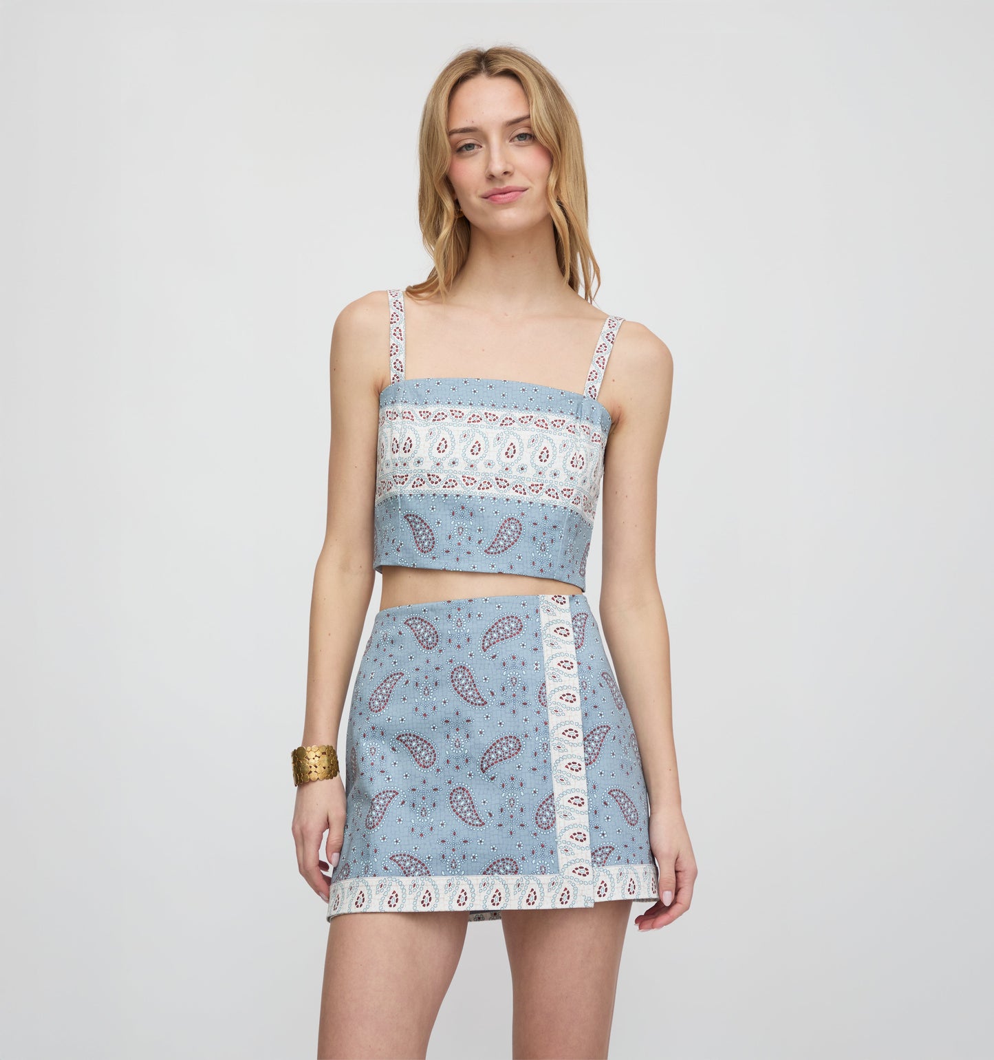 The Anya Top - Dusty Blue Gemstone Mosaic Scarf