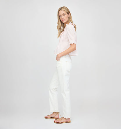 The Camri Top - Powder Pink Swiss Dot