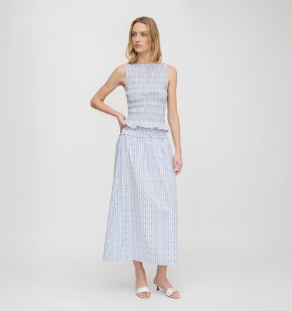 The Phoebe Nap Top - Blue Swiss Dot