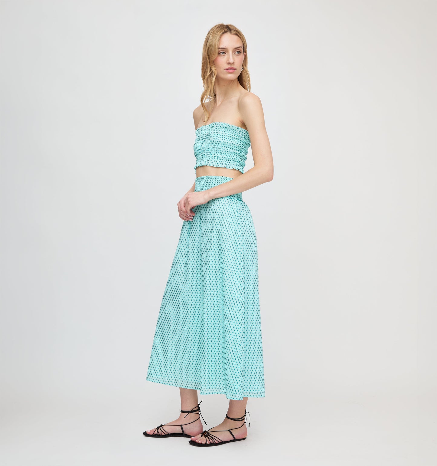 The Delphine Nap Skirt - Teal Poppy Half Drop