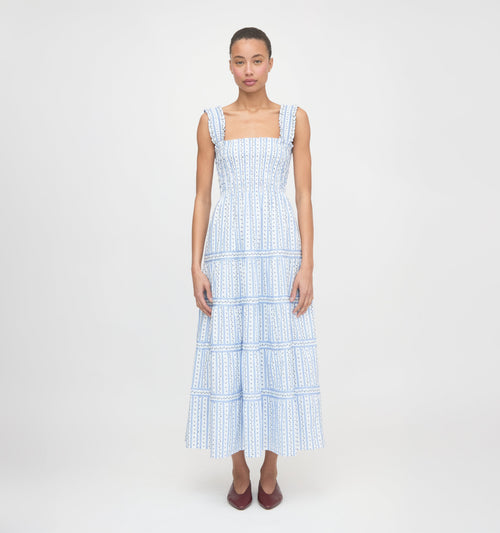 The Kimmy Nap Dress - Blue Petal Stripe