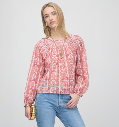 The Skye Top - Coral Corsica Paisley
