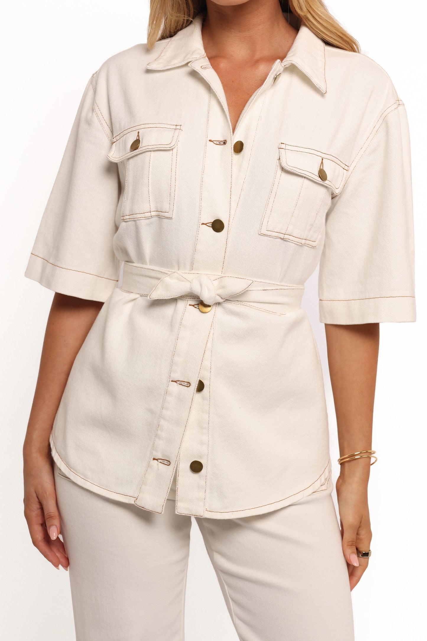 Lepal Denim Shirt - White