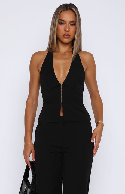 Only Acting Halter Top Black