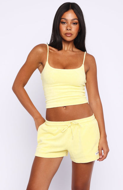 Causing Commotion Terry Lounge Shorts Lemon